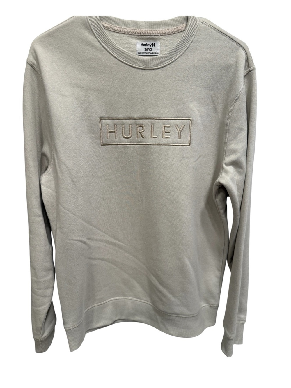 Hurley Box Logo Crewneck Sweatshirt - Beige